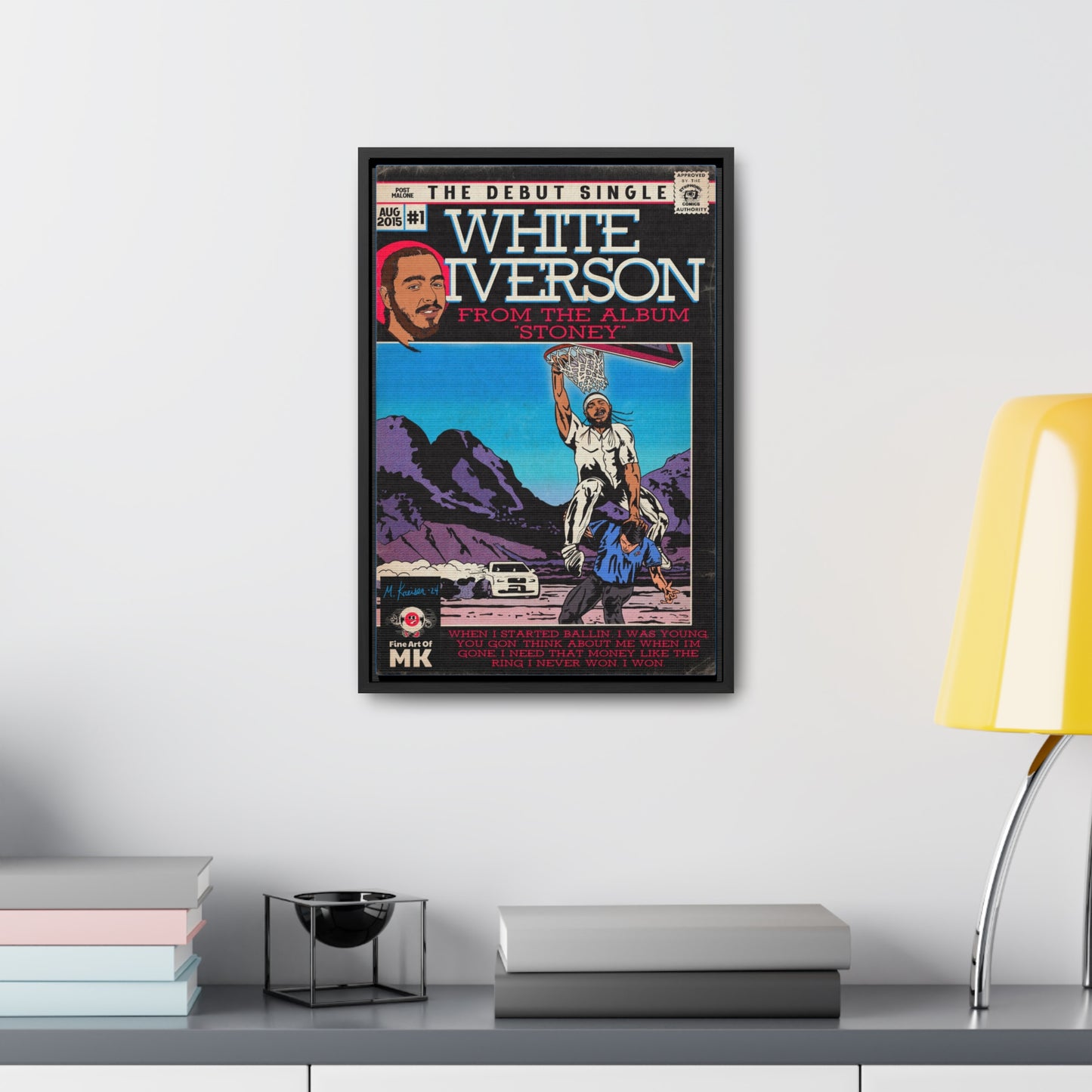 Post Malone - White Iverson - Gallery Canvas Wraps, Vertical Frame