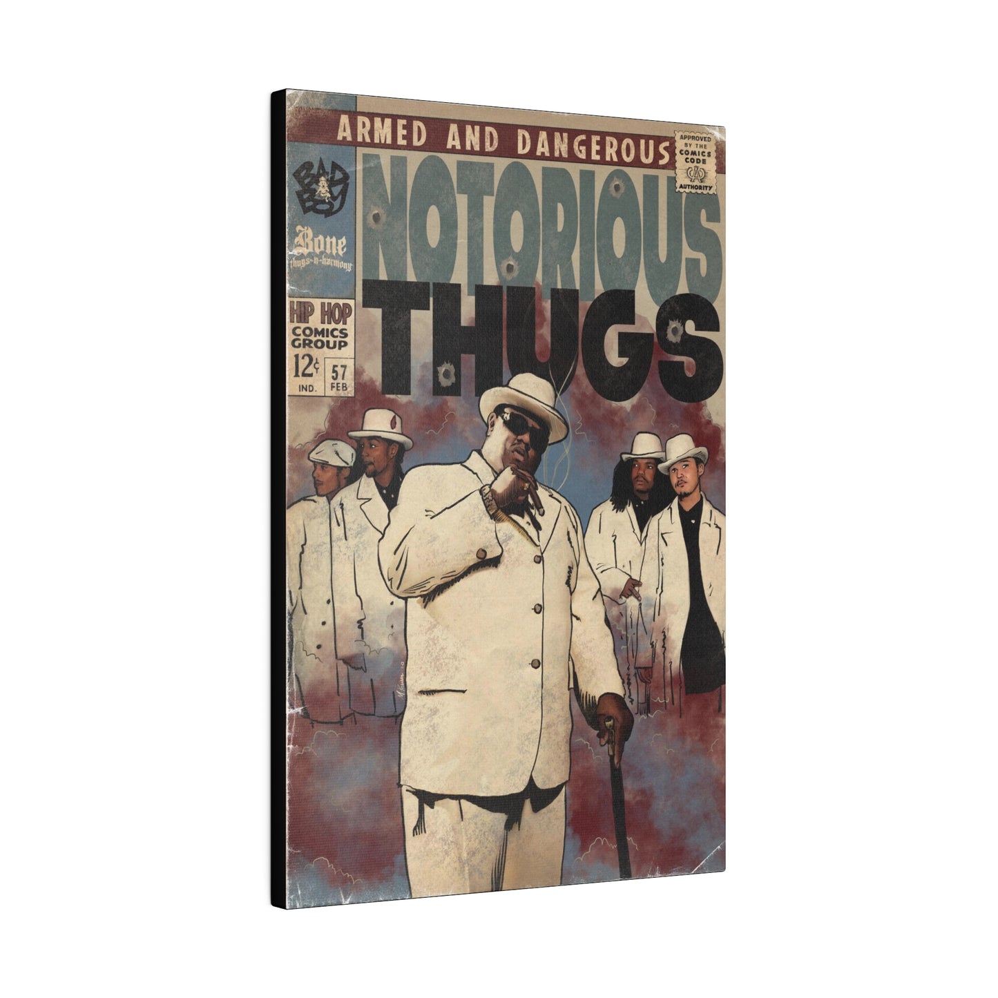 Bigge & Bone Thugs - Notorious Thugs - Notorious BIG - Matte Canvas, Stretched, 0.75"