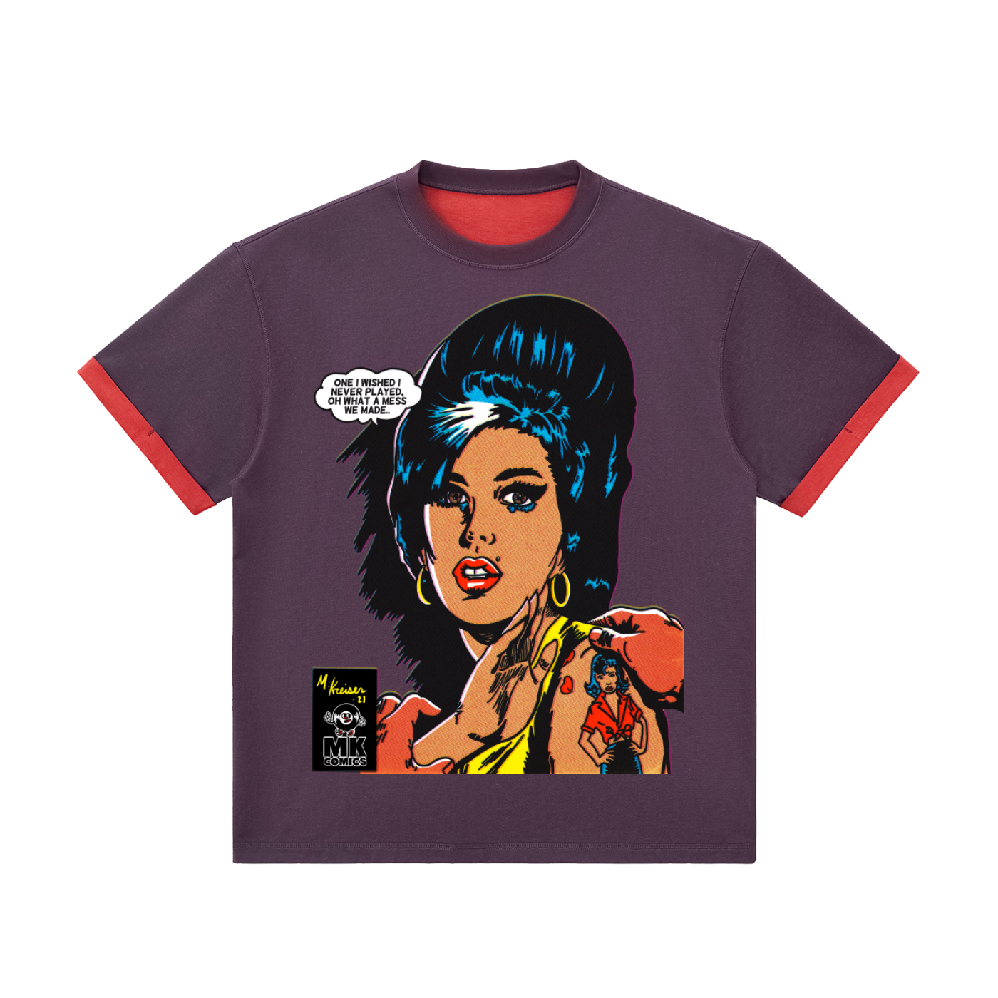 Love is a Losing Game - Contrast Cuff Cuffed T-Shirt