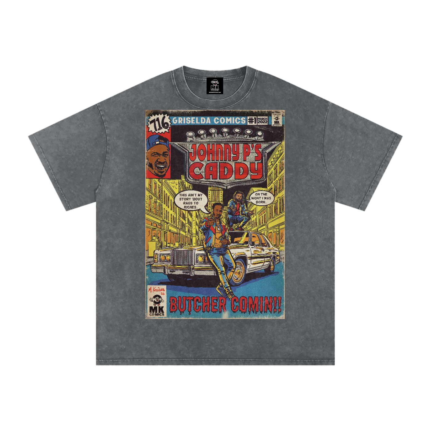 Johnny P's Caddy - Snow Washed Oversized Cotton T-Shirt