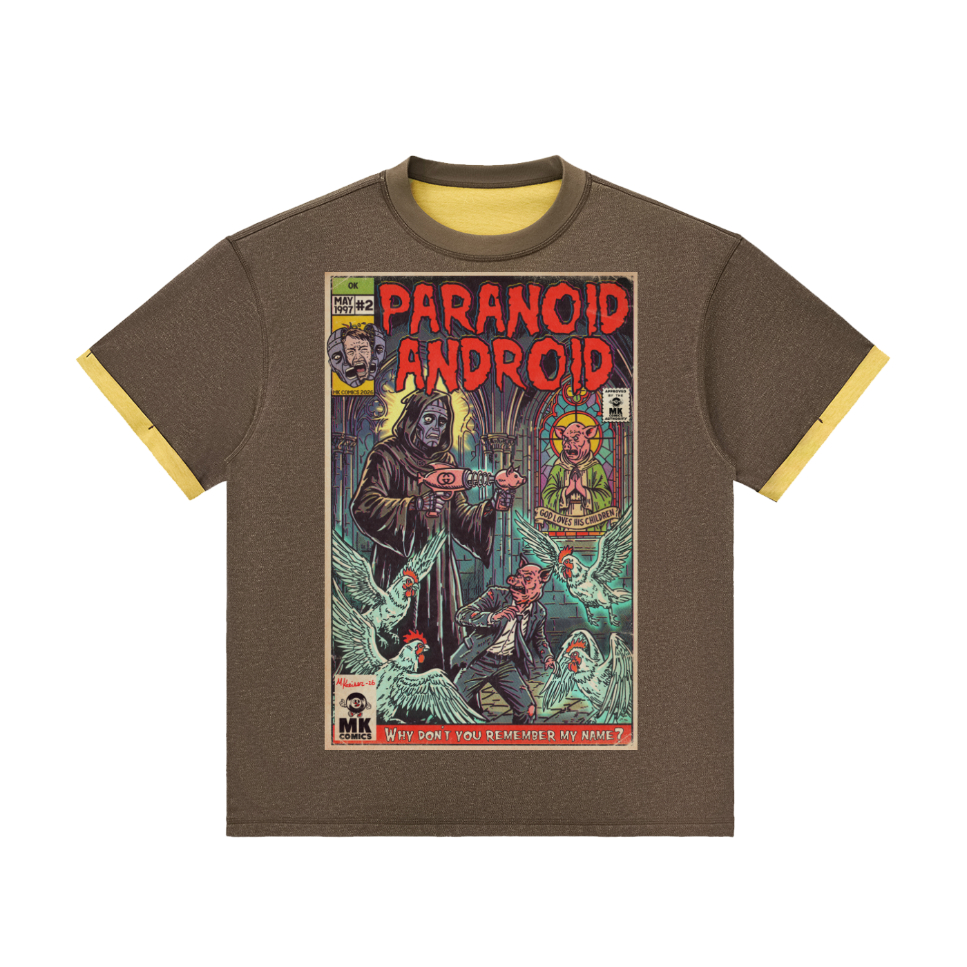 Paranoid Android - Contrast Cuff Cuffed T-Shirt
