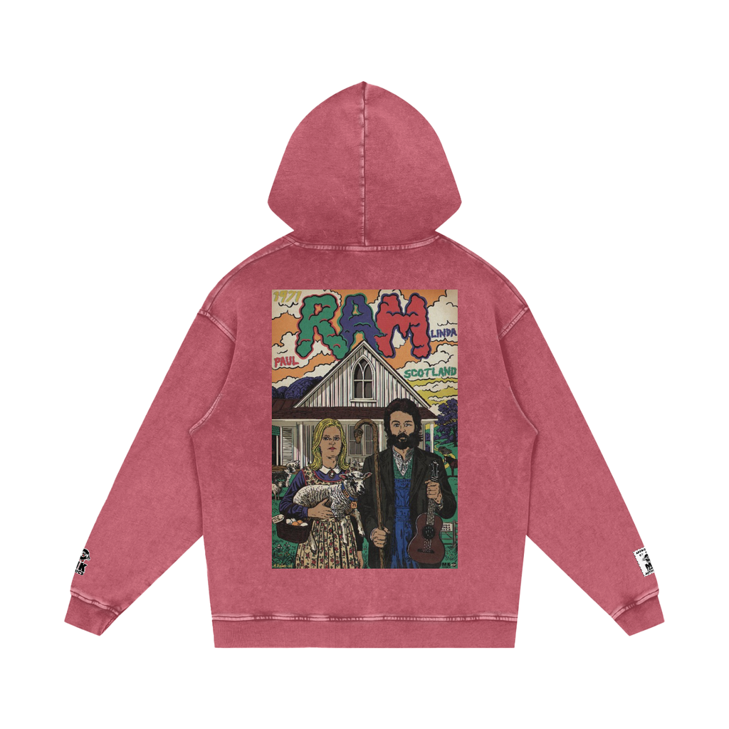 Ram - Snow Washed Loose Cotton Hoodie