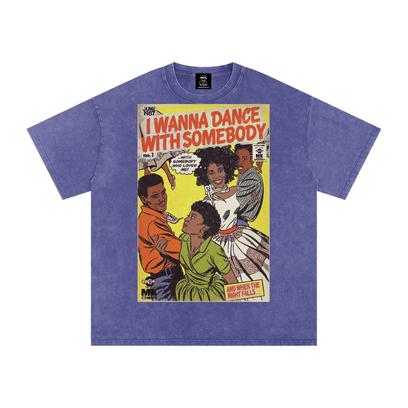 I Wanna Dance with Somebody - Snow Washed Oversized Cotton T-Shirt