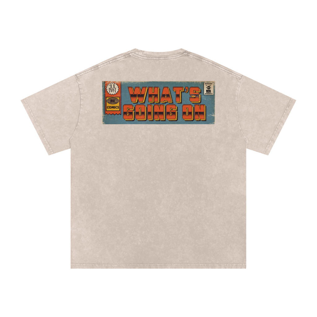 What's Going On - Snow Washed Oversized Cotton T-Shirt