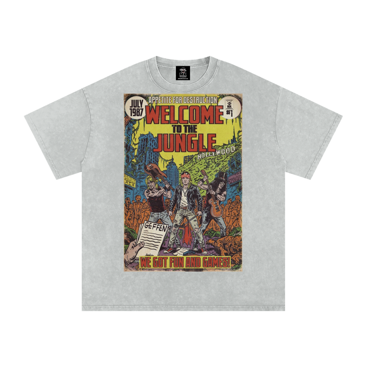 Welcome to the Jungle - Snow Washed Oversized Cotton T-Shirt