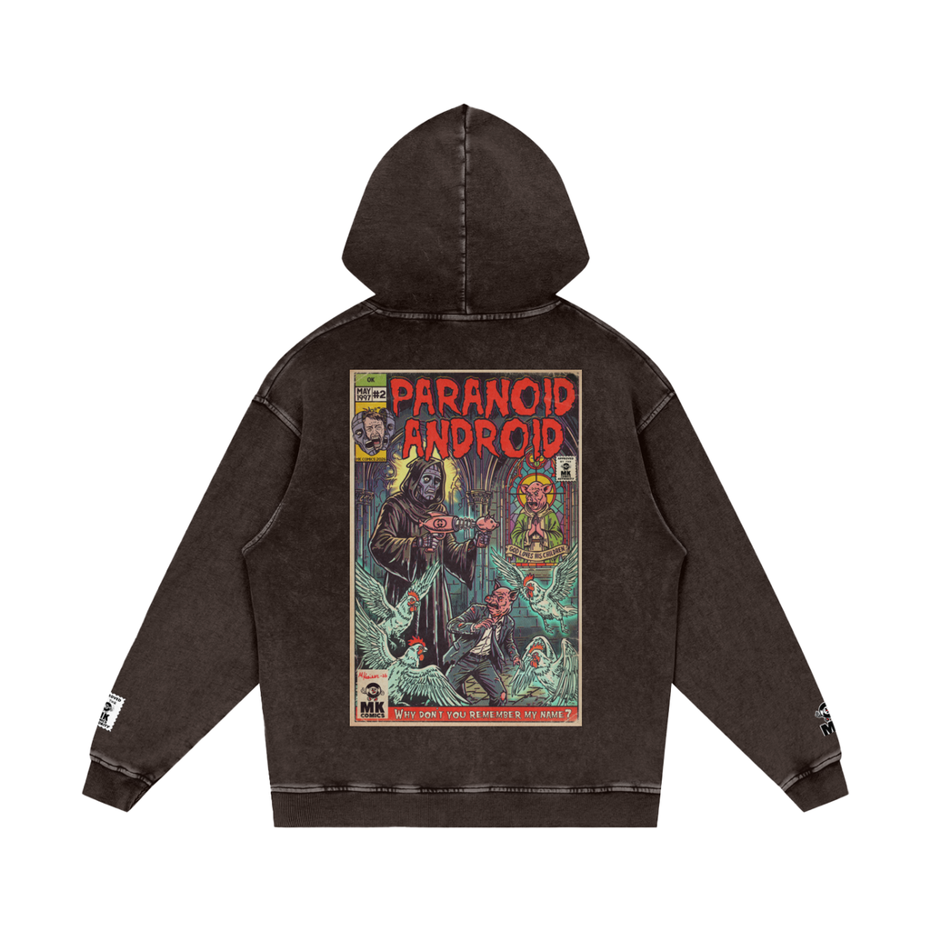 Paranoid Android -  Snow Washed Loose Cotton Hoodie
