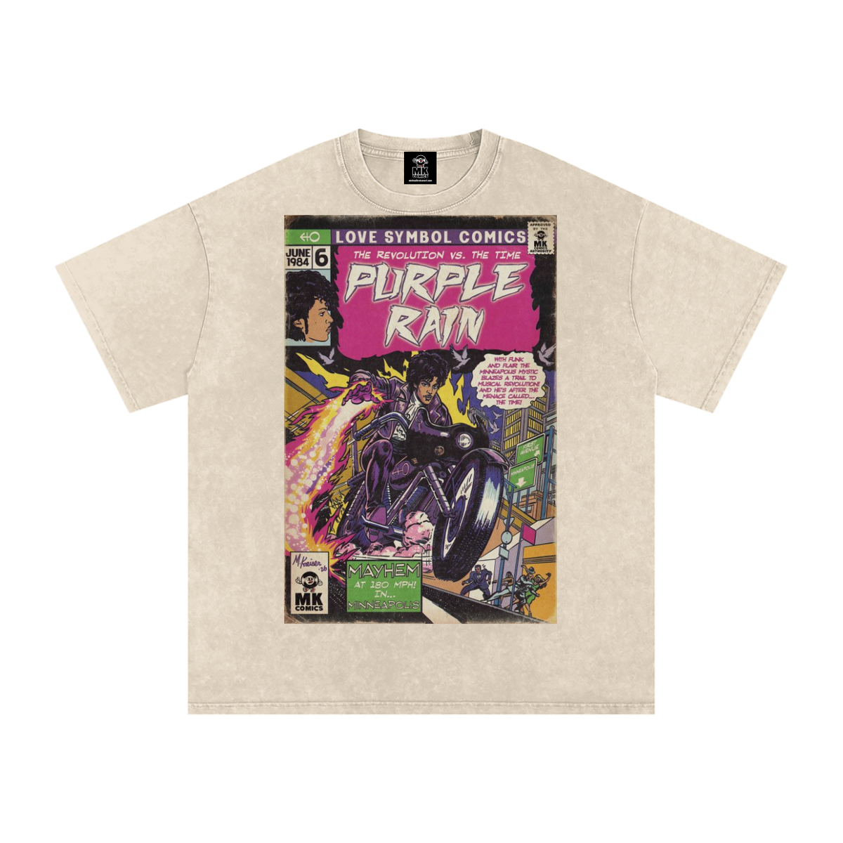 Purple Rain - Snow Washed Oversized Cotton T-Shirt