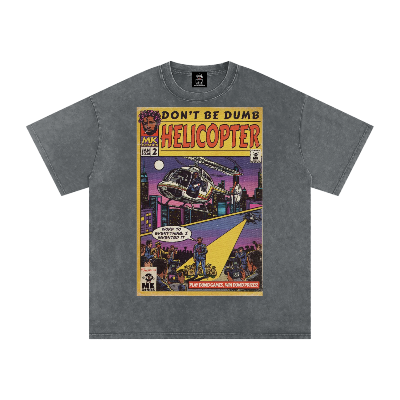 Helicopter - Snow Washed Oversized Cotton T-Shirt