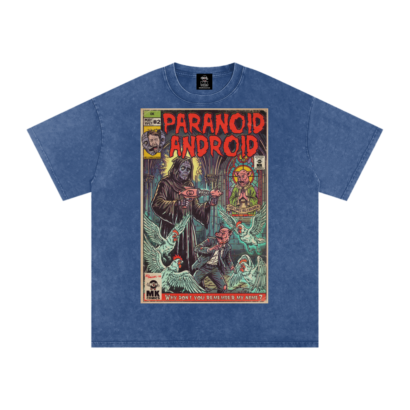 Paranoid Android -  Snow Washed Oversized Cotton T-Shirt