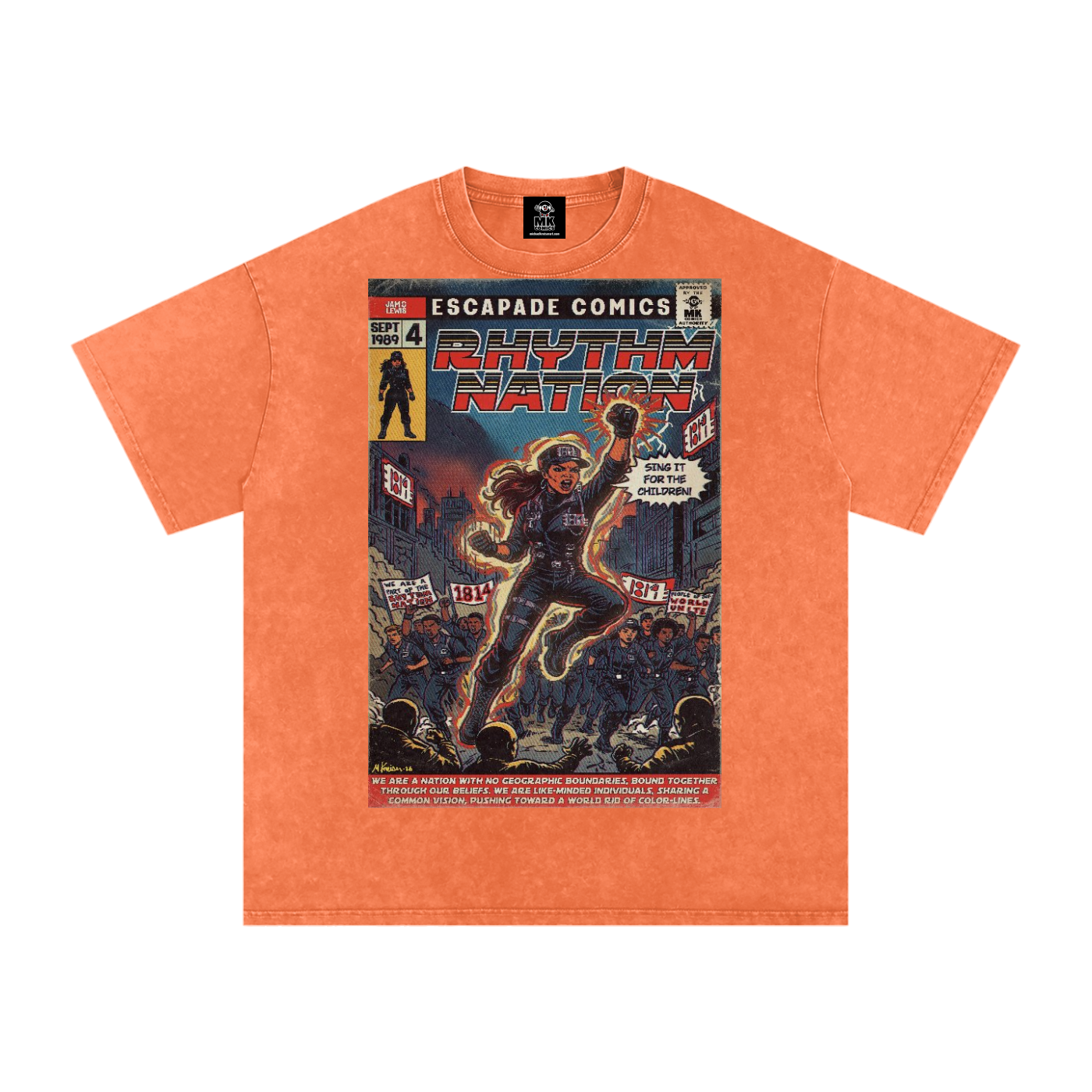 Rhythm Nation - Snow Washed Oversized Cotton T-Shirt
