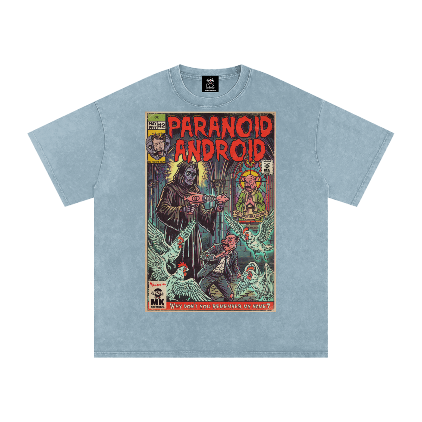 Paranoid Android -  Snow Washed Oversized Cotton T-Shirt