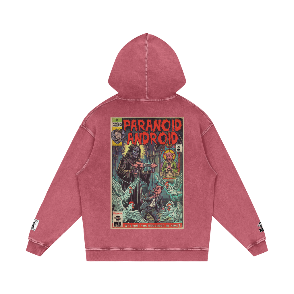 Paranoid Android -  Snow Washed Loose Cotton Hoodie