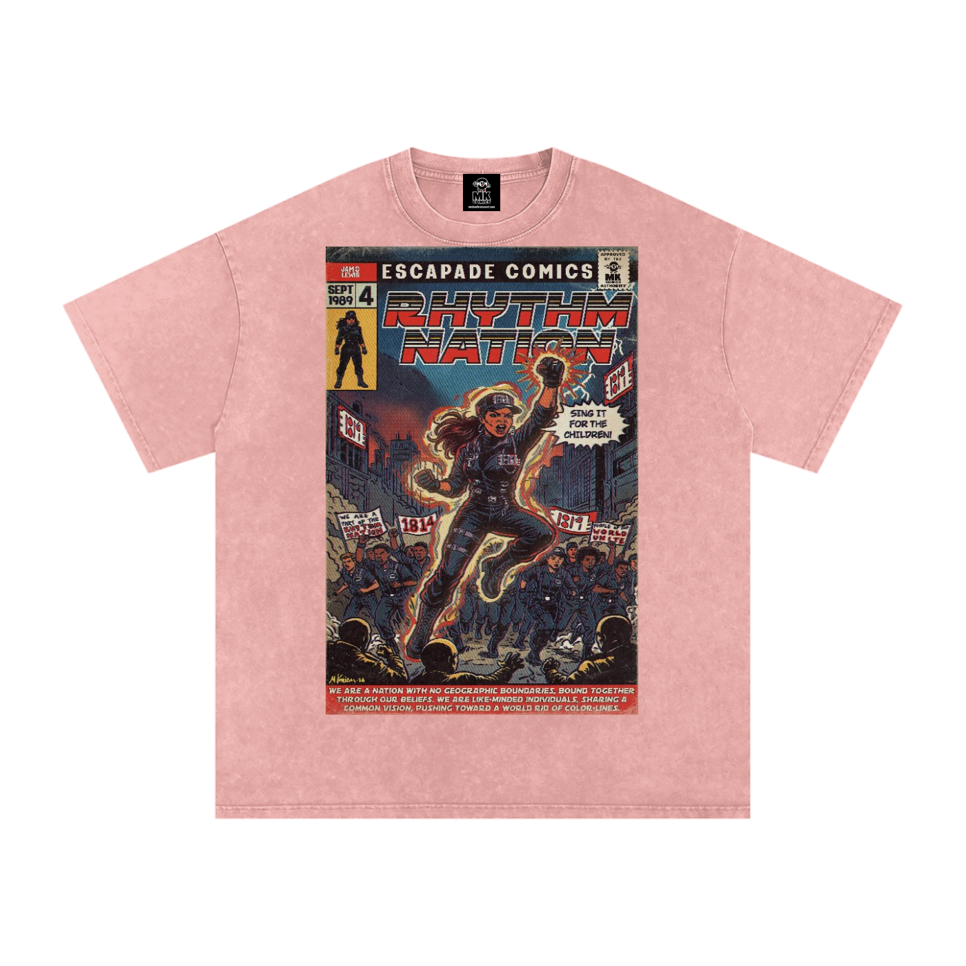 Rhythm Nation - Snow Washed Oversized Cotton T-Shirt