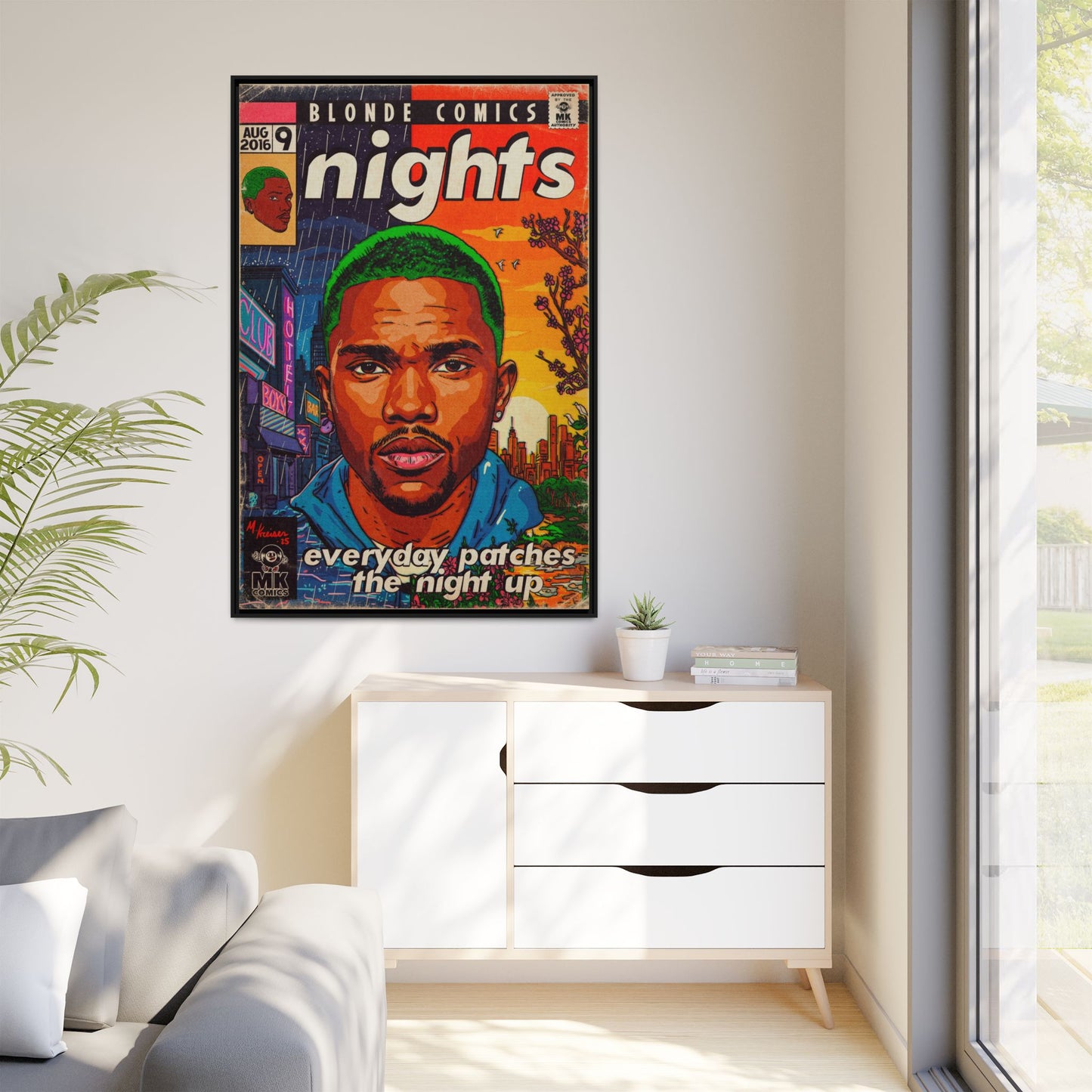 Frank Ocean -Nights - Matte Canvas, Framed (Multi-color)