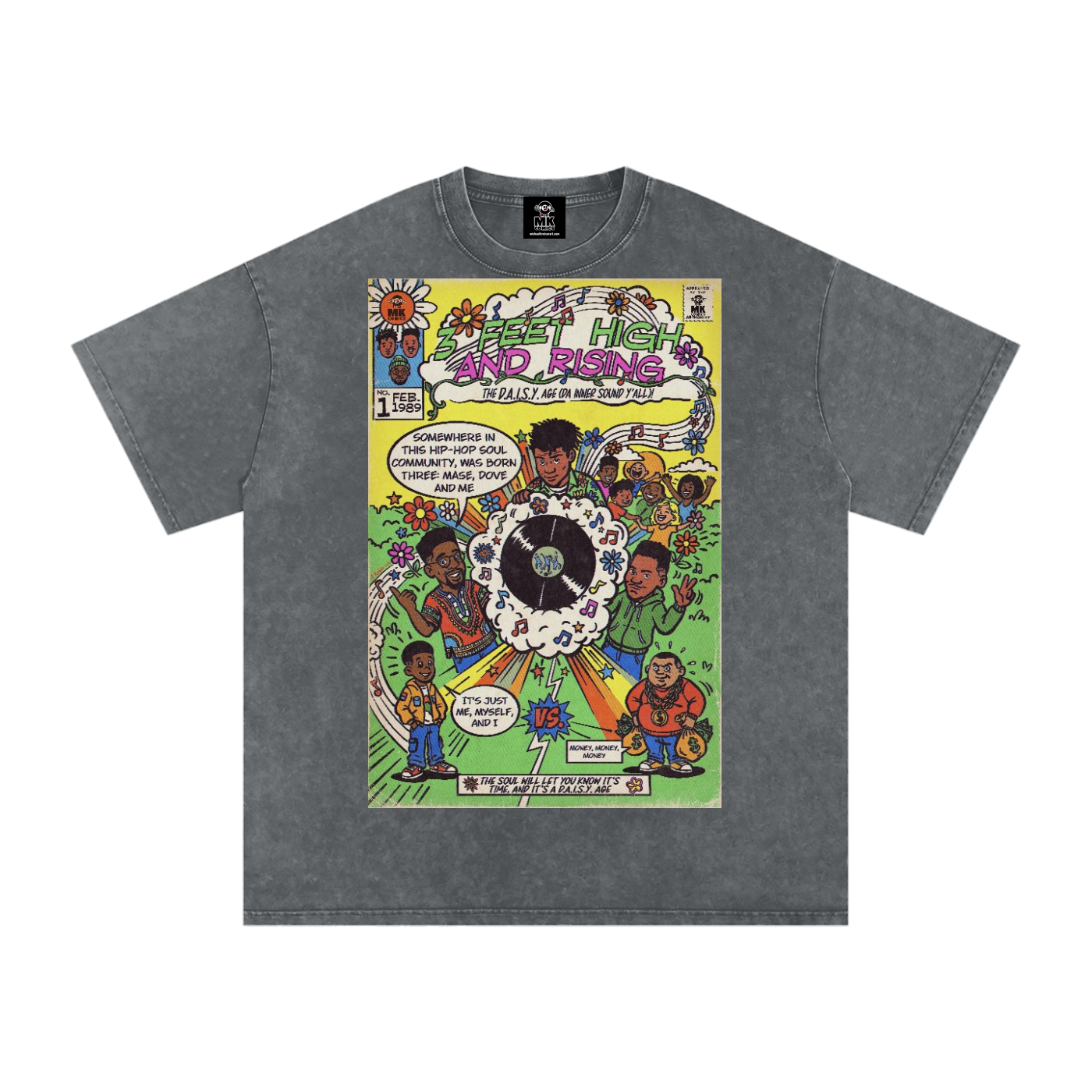 3 Feet High & Rising - Snow Washed Oversized Cotton T-Shirt