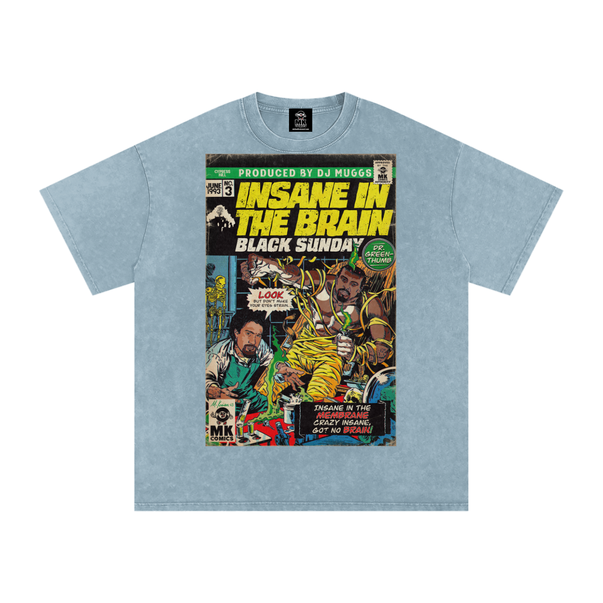 Insane in the Brain - Snow Washed Oversized Cotton T-Shirt