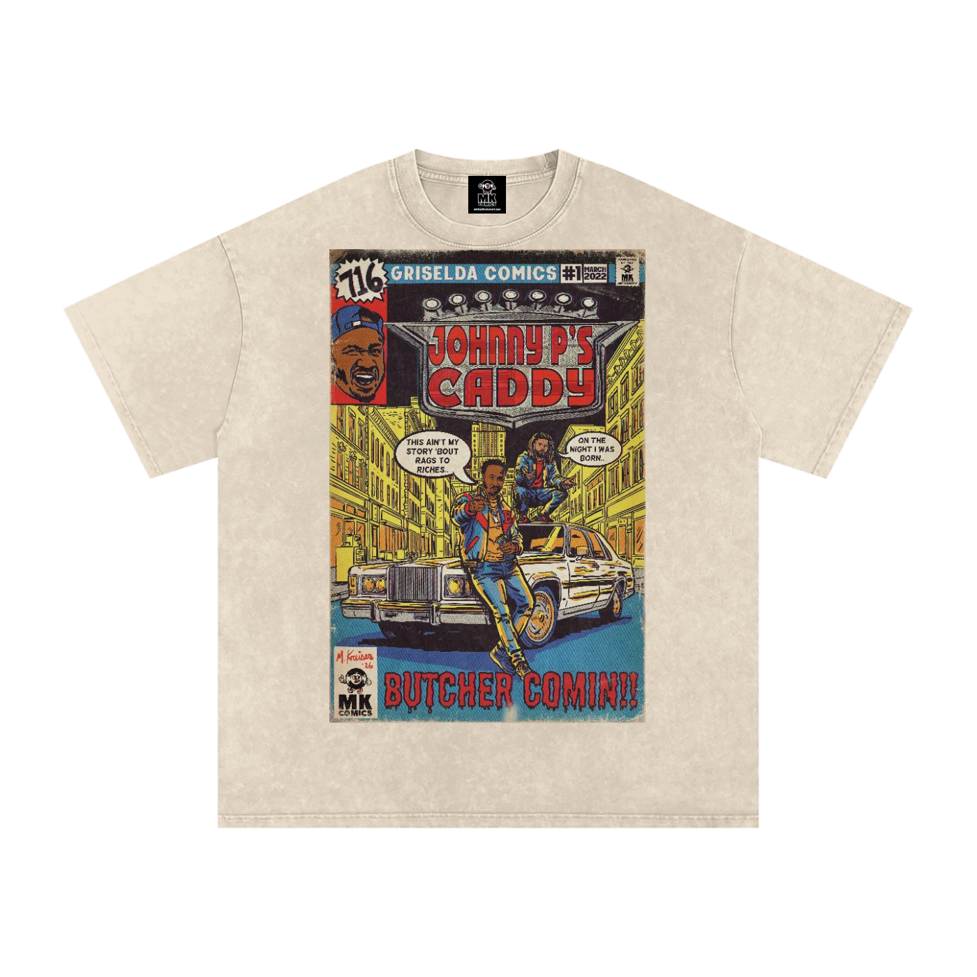 Johnny P's Caddy - Snow Washed Oversized Cotton T-Shirt