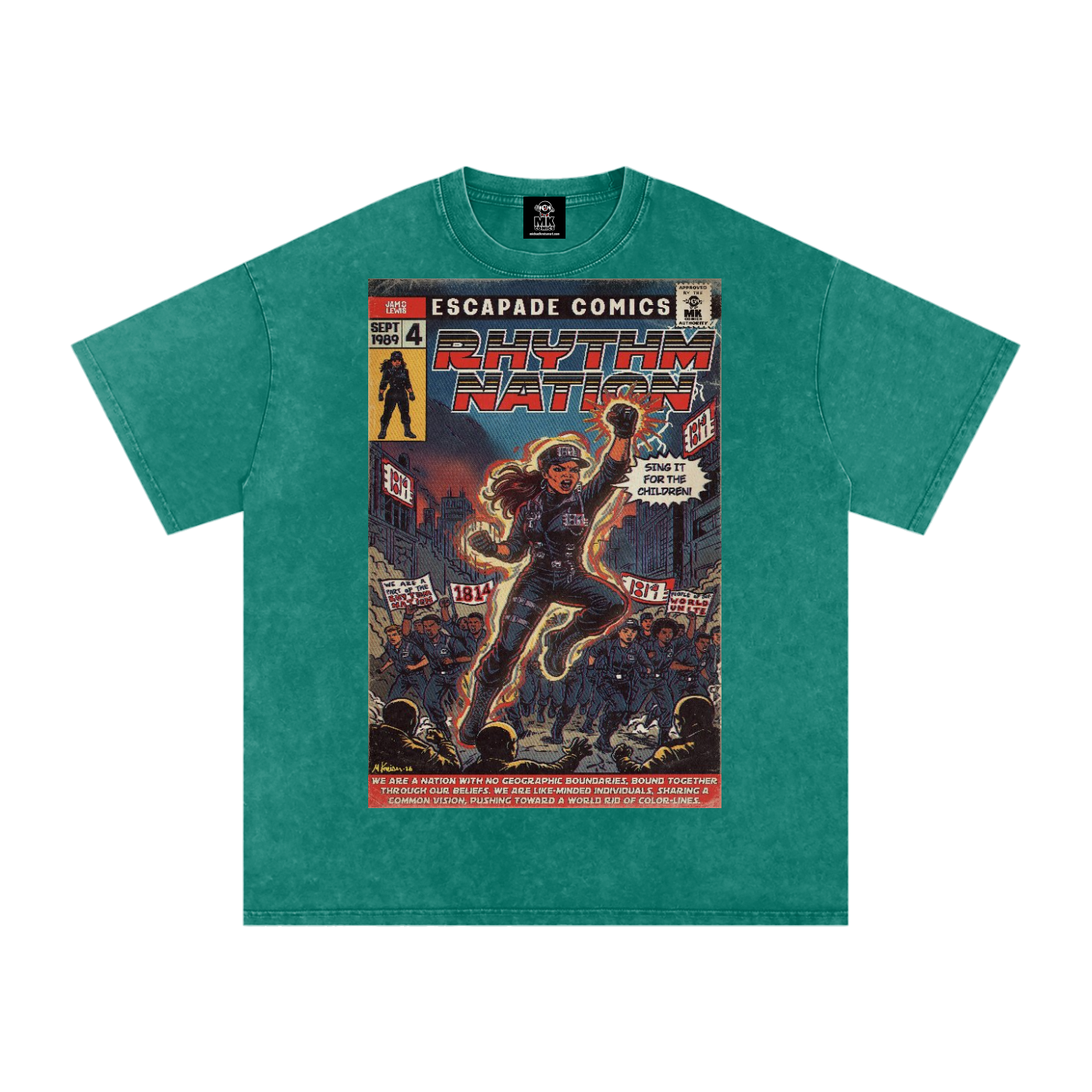 Rhythm Nation - Snow Washed Oversized Cotton T-Shirt