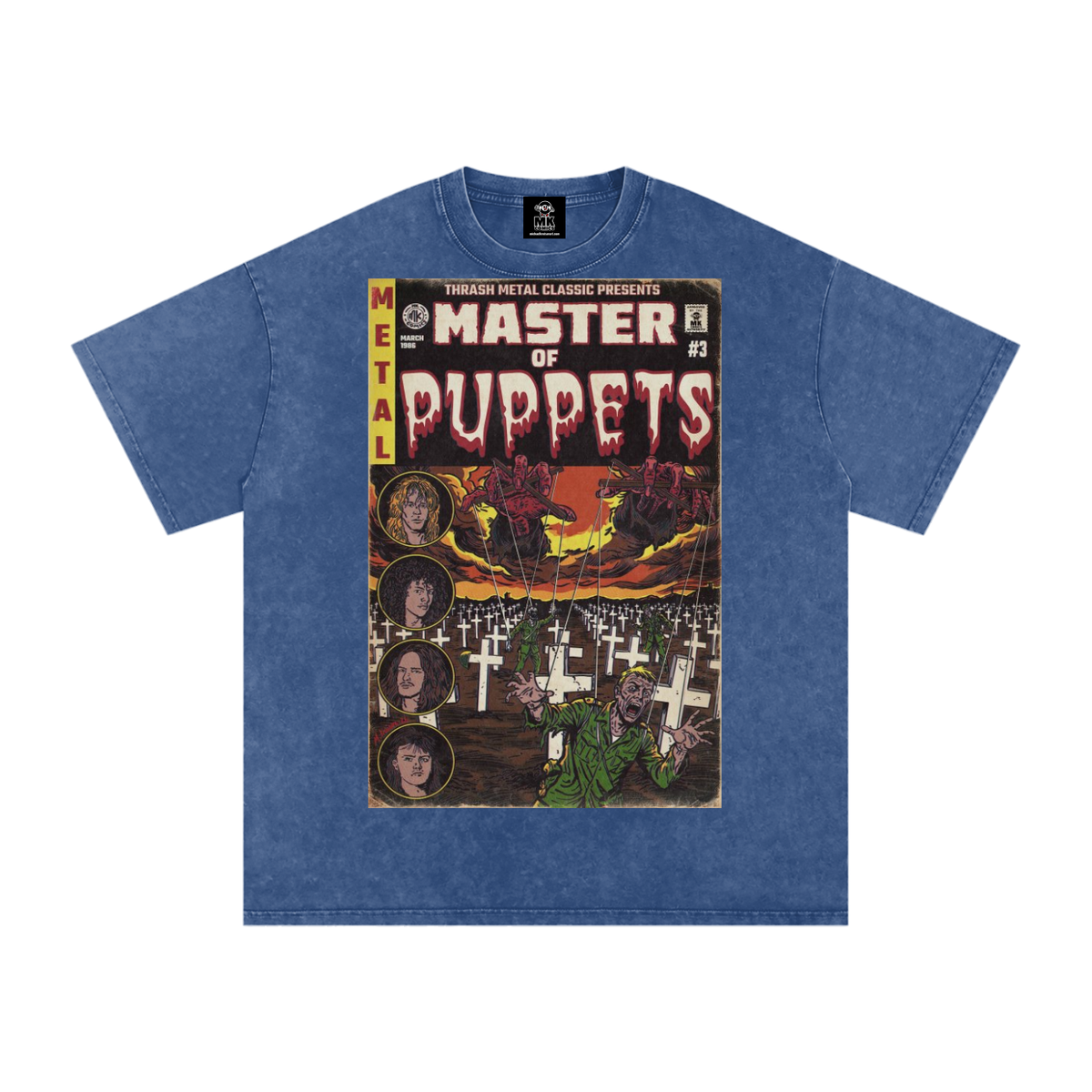 Master of Puppets - Snow Washed Oversized Cotton T-Shirt