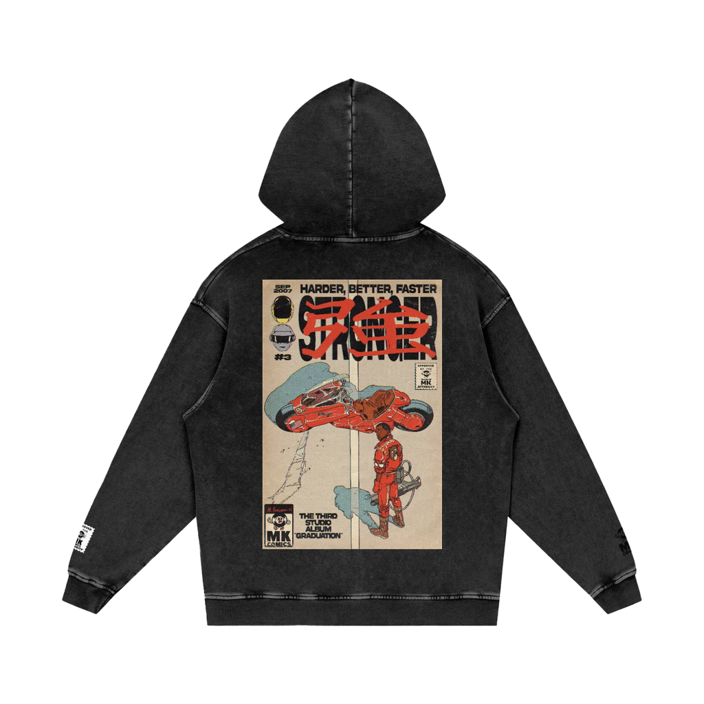 Stronger - Snow Washed Loose Cotton Hoodie