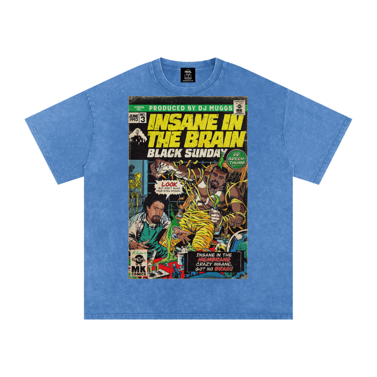 Insane in the Brain - Snow Washed Oversized Cotton T-Shirt