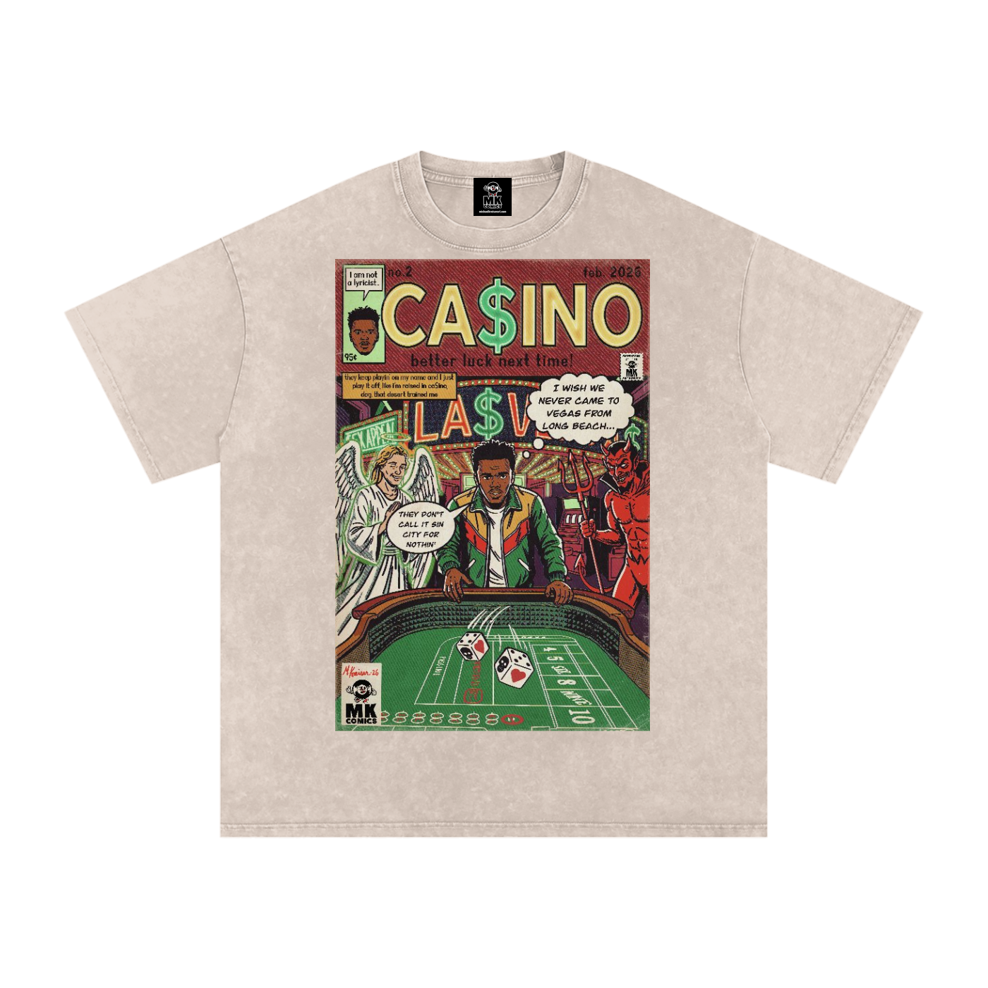 Casino - Snow Washed Oversized Cotton T-Shirt