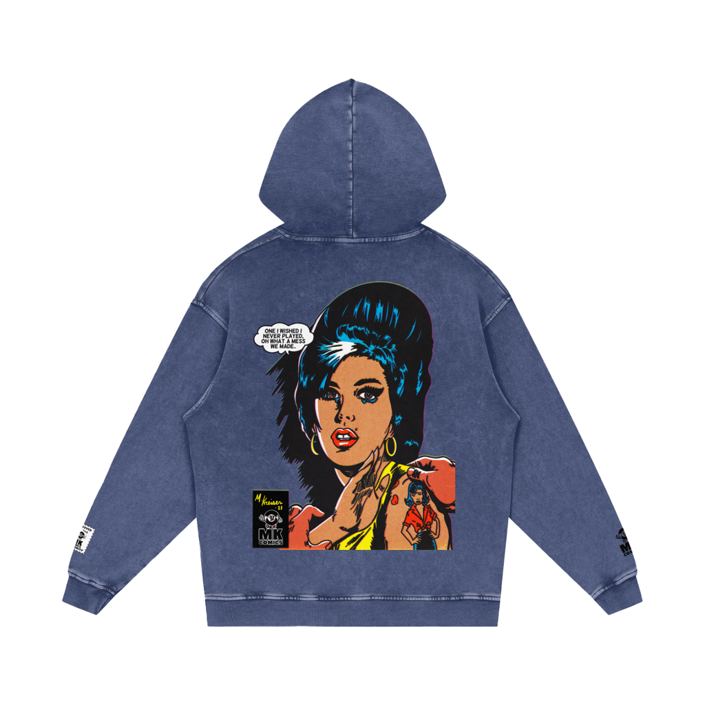 Love is a Losing Game - Snow Washed Loose Cotton Hoodie