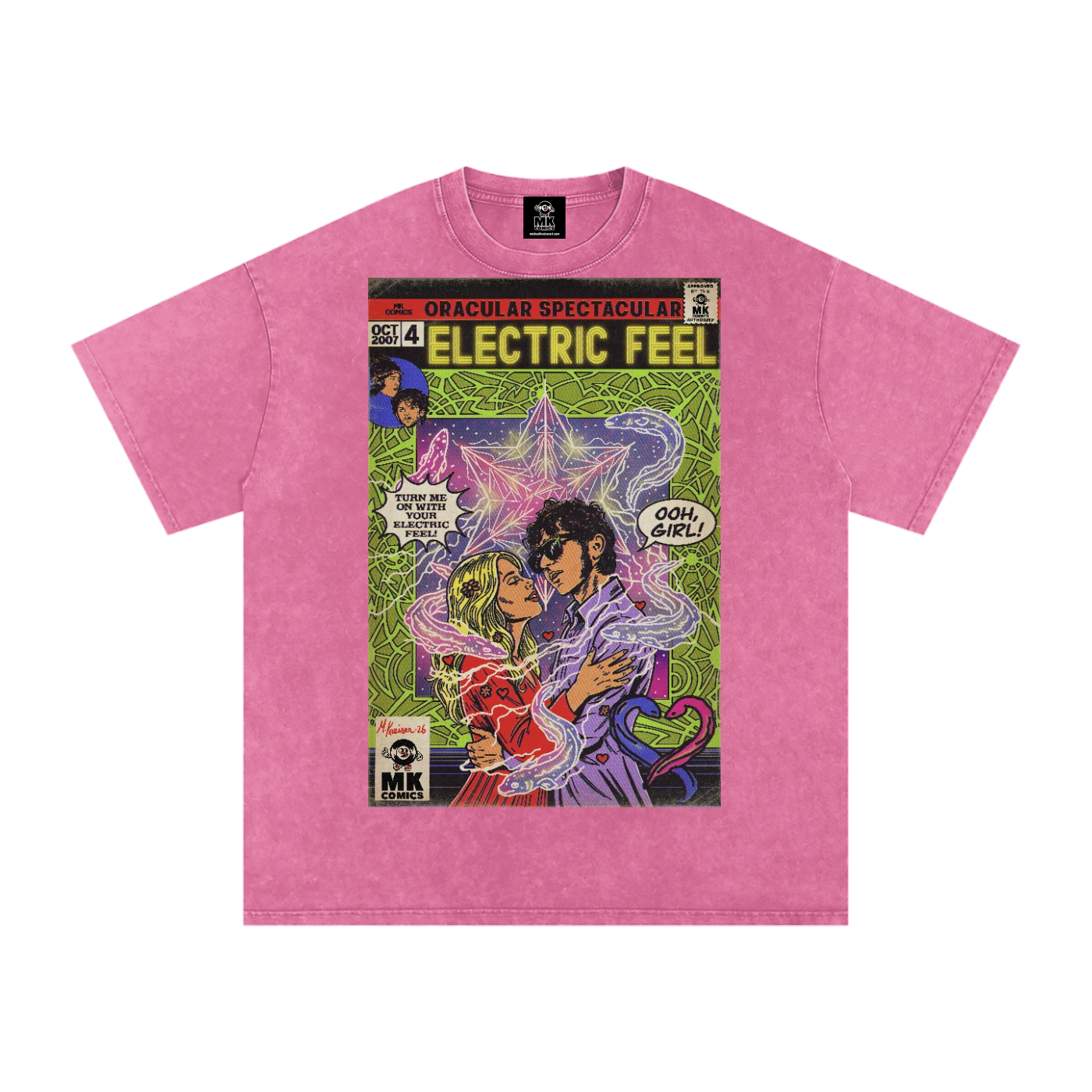 Electric Feel - Snow Washed Oversized Cotton T-Shirt