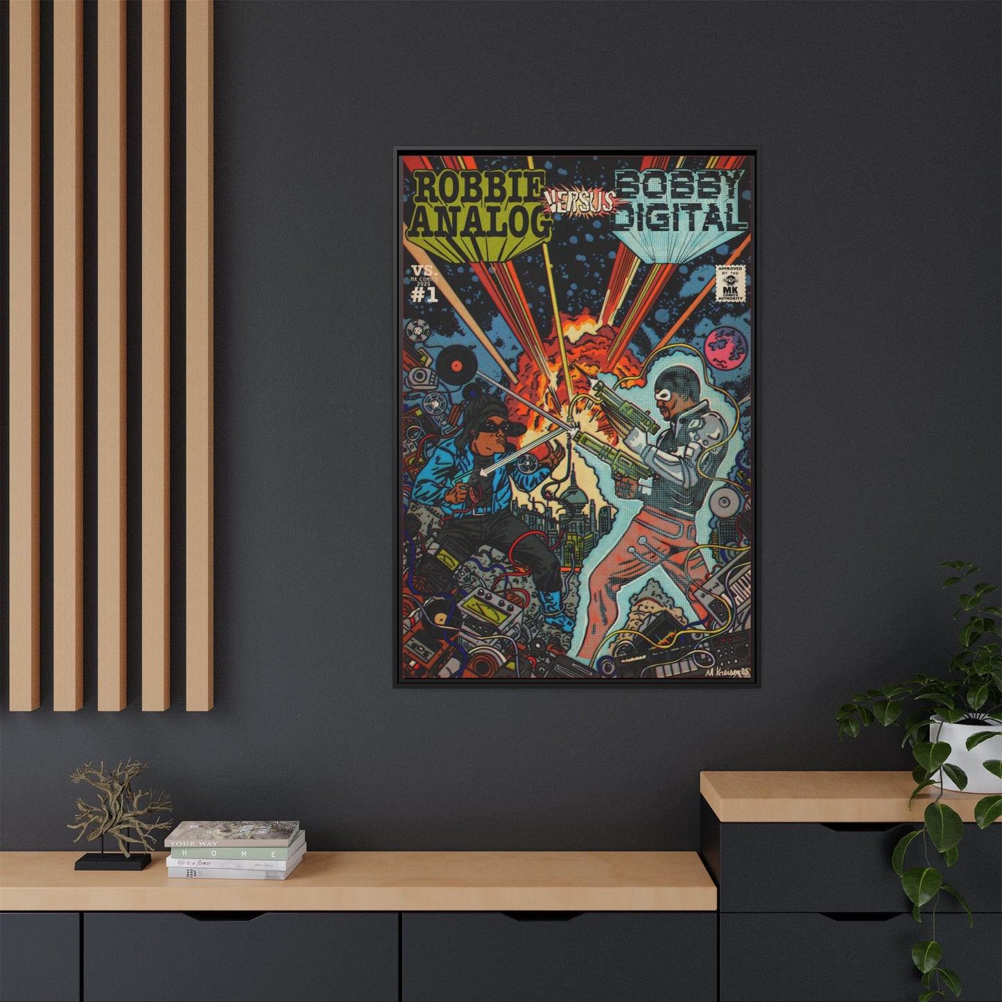 Analog vs. Digital - Matte Canvas, Framed (Multi-color)