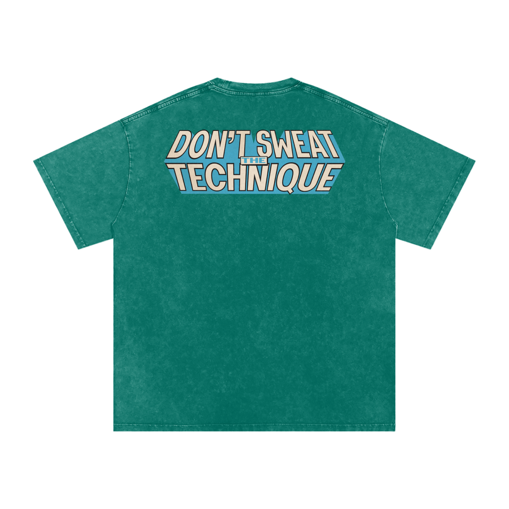 Don't Sweat the Technique - Snow Washed Oversized Cotton T-Shirt