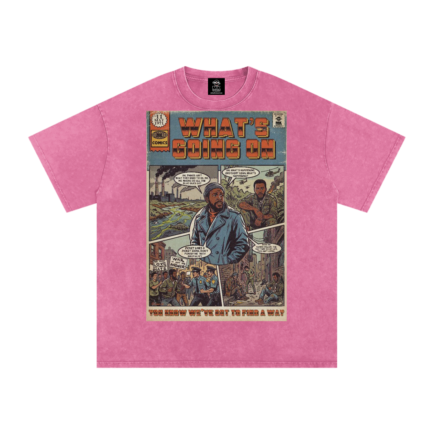 What's Going On - Snow Washed Oversized Cotton T-Shirt