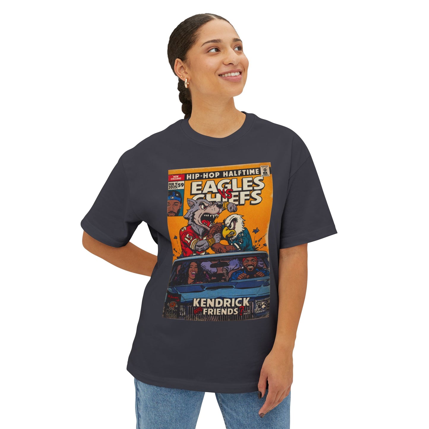 Kendrick & SZA - 2025 Halftime - Eagles vs Chiefs - Unisex Oversized Boxy Tee