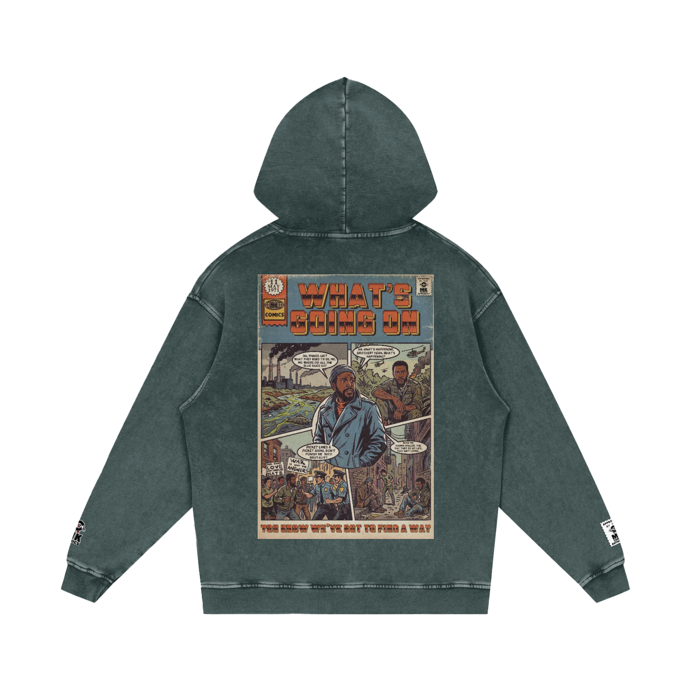 What's Going On - Snow Washed Loose Cotton Hoodie