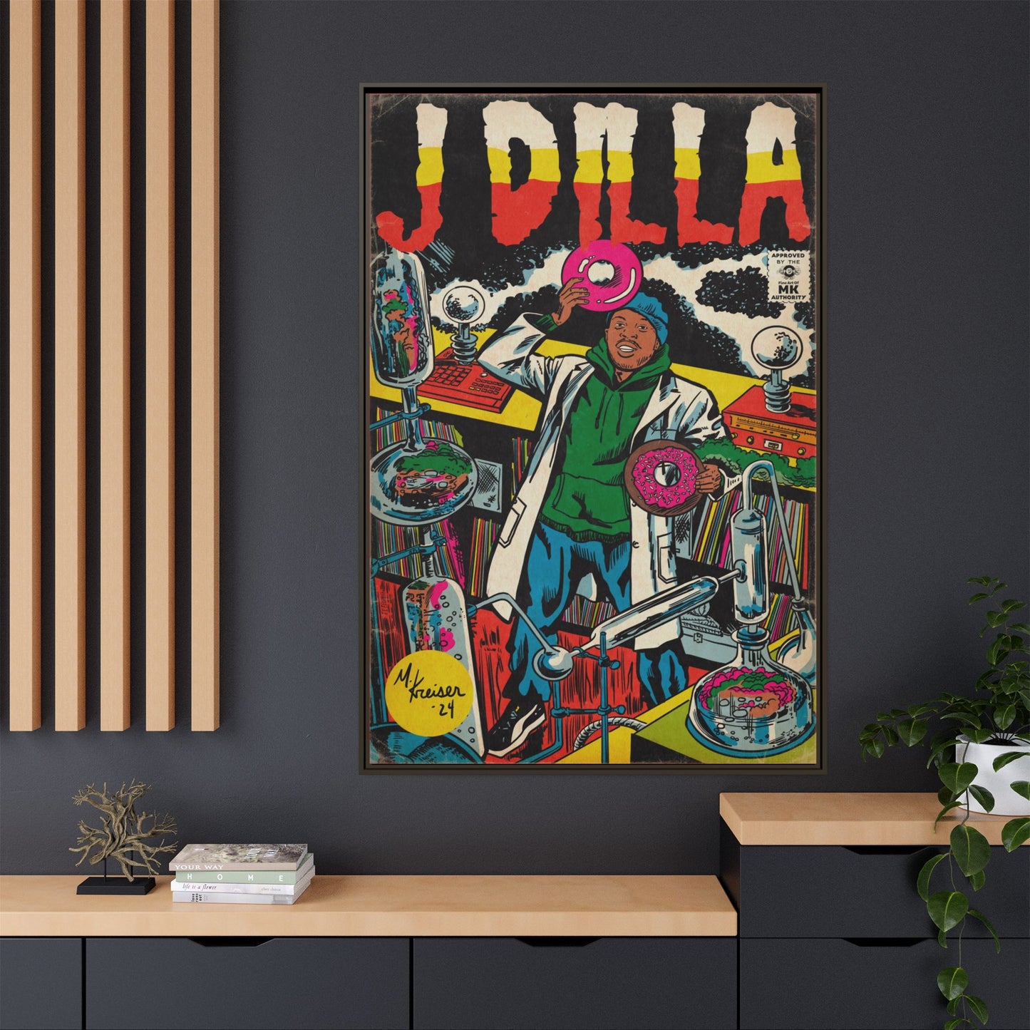 J Dilla - Comic Book Art - Gallery Canvas Wraps, Vertical Frame