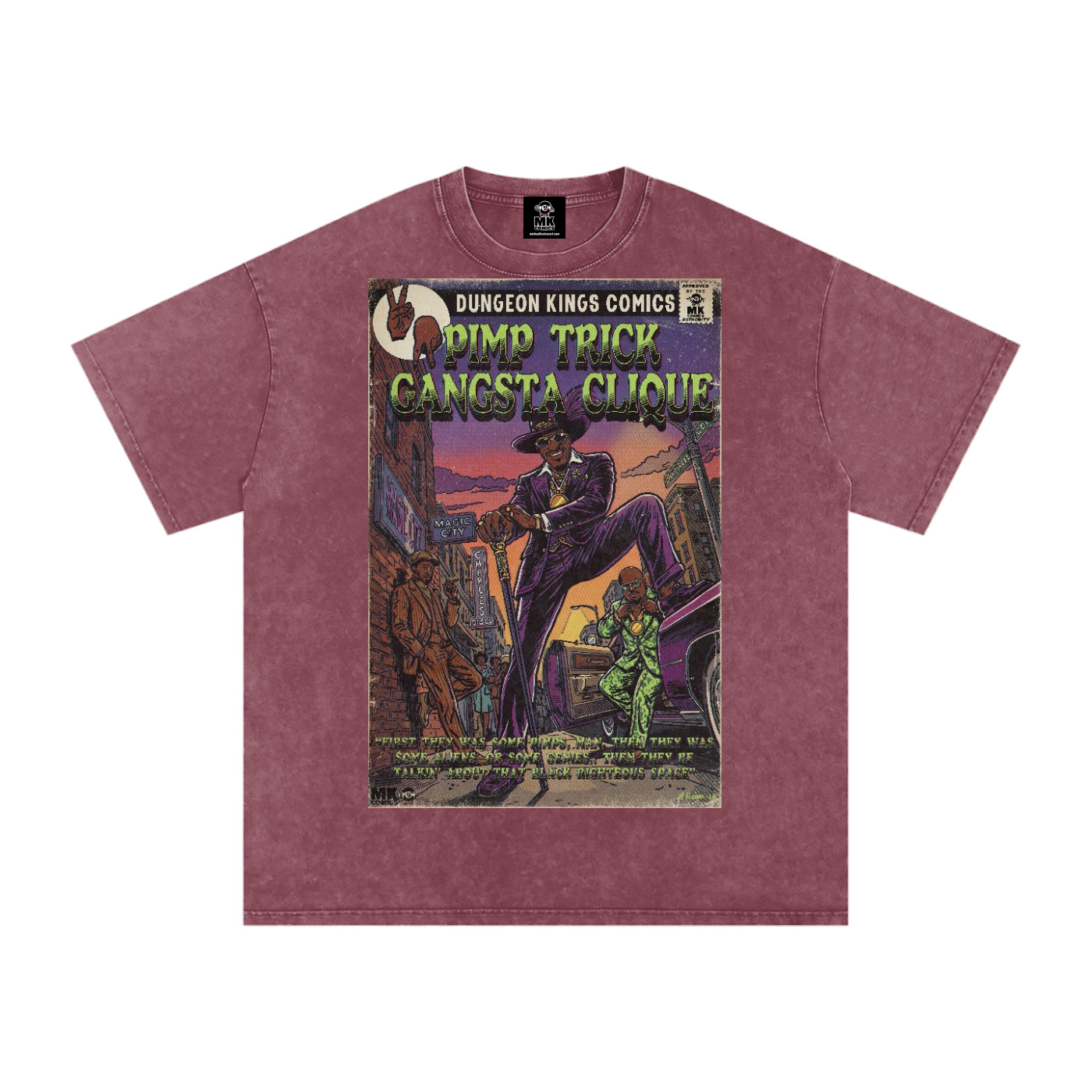 Pimp Trick Gangsta Clique - Snow Washed Oversized Cotton T-Shirt