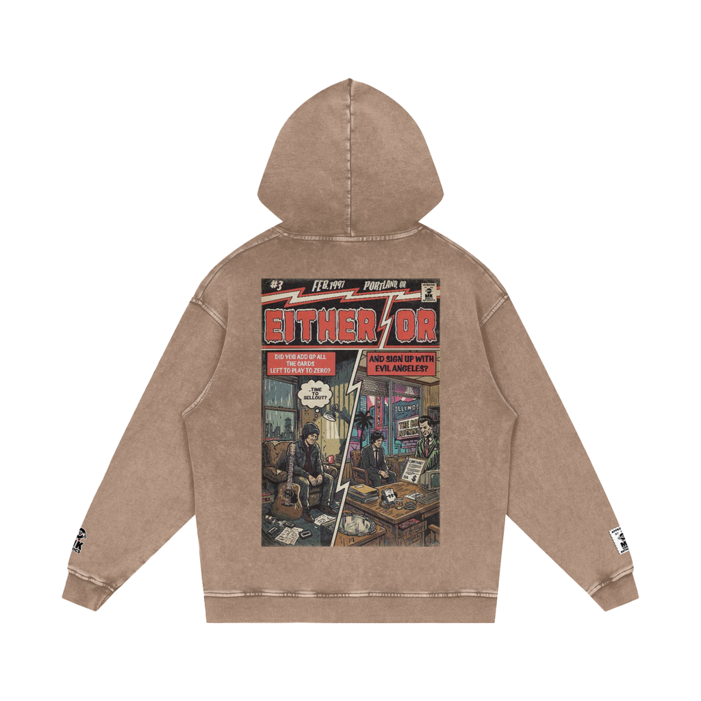 Either/Or - Snow Washed Loose Cotton Hoodie