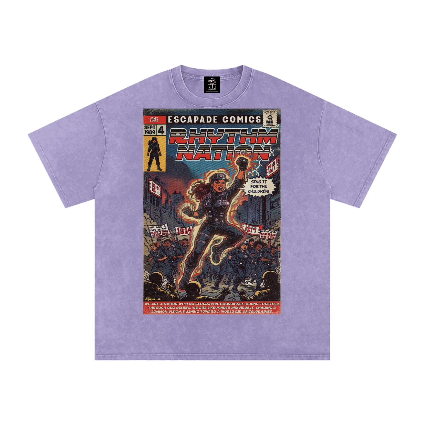 Rhythm Nation - Snow Washed Oversized Cotton T-Shirt