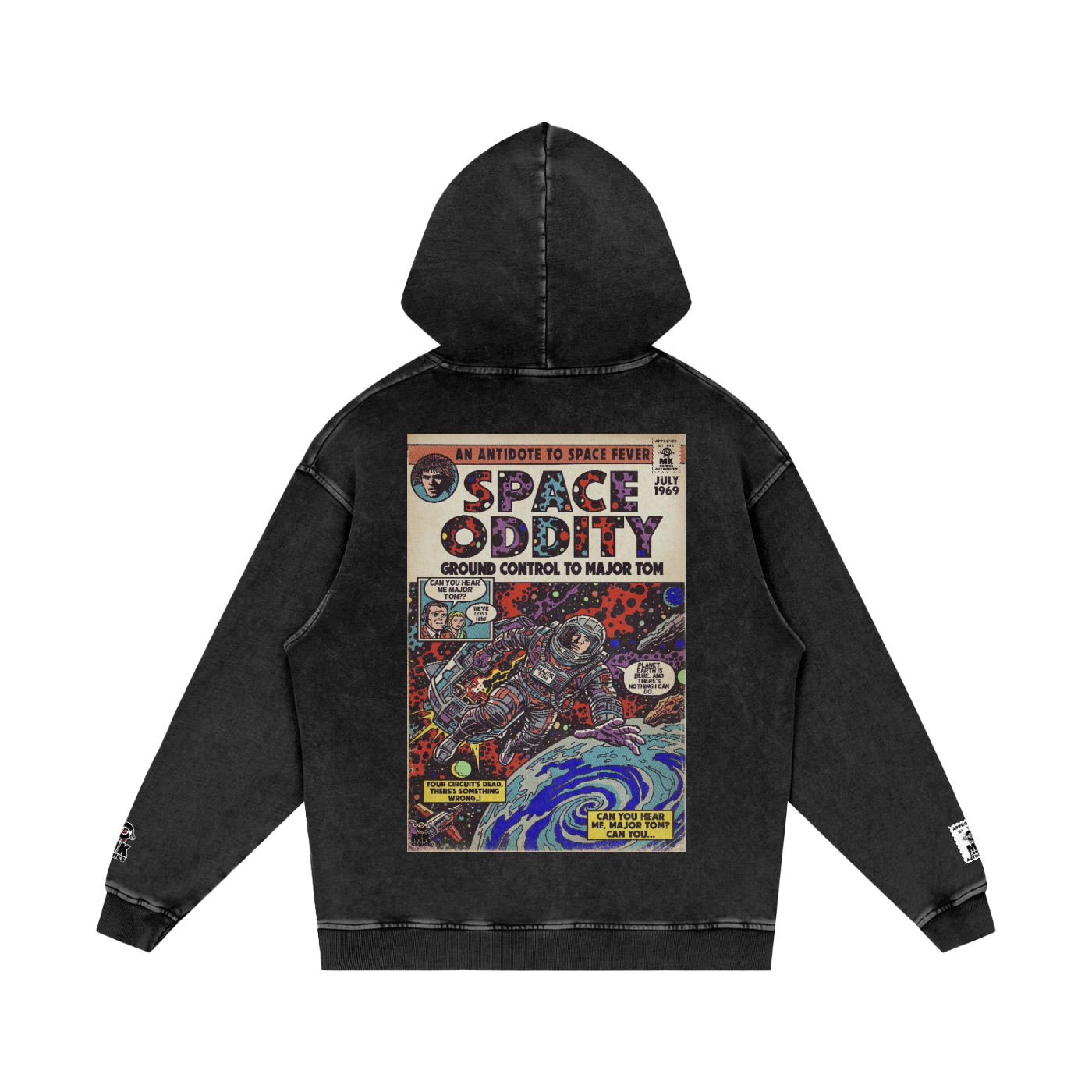 Space Oddity - Snow Washed Loose Cotton Hoodie