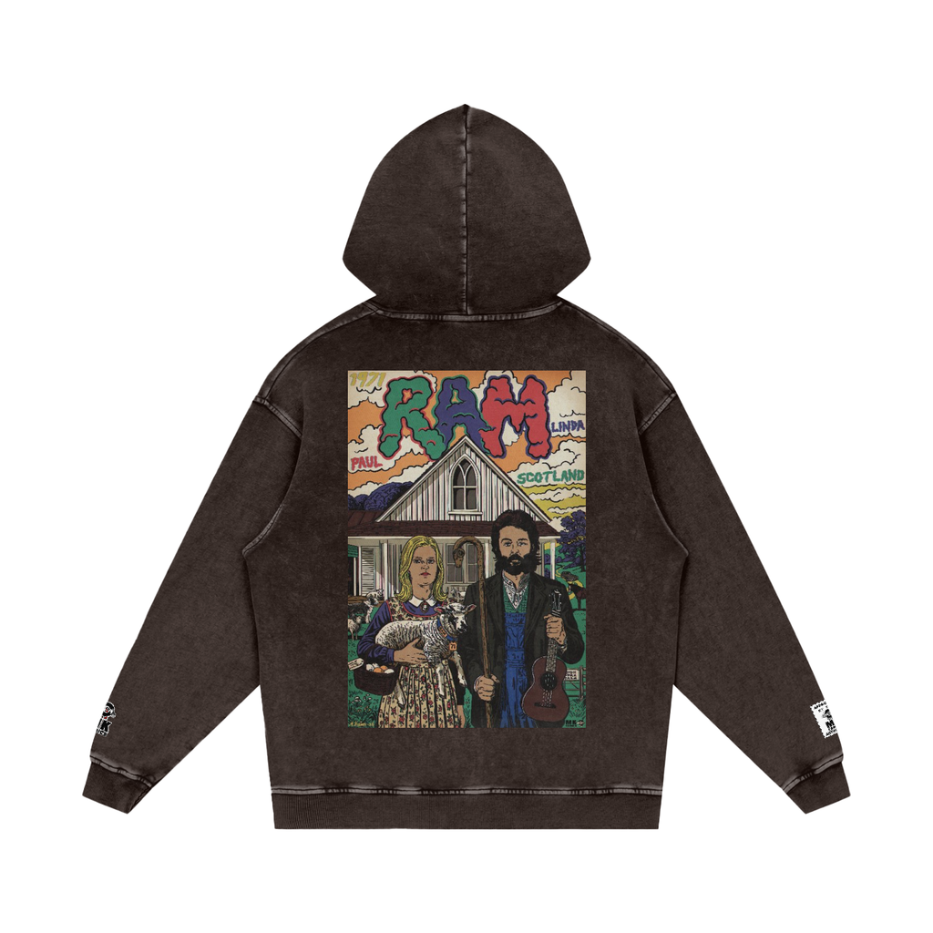 Ram - Snow Washed Loose Cotton Hoodie
