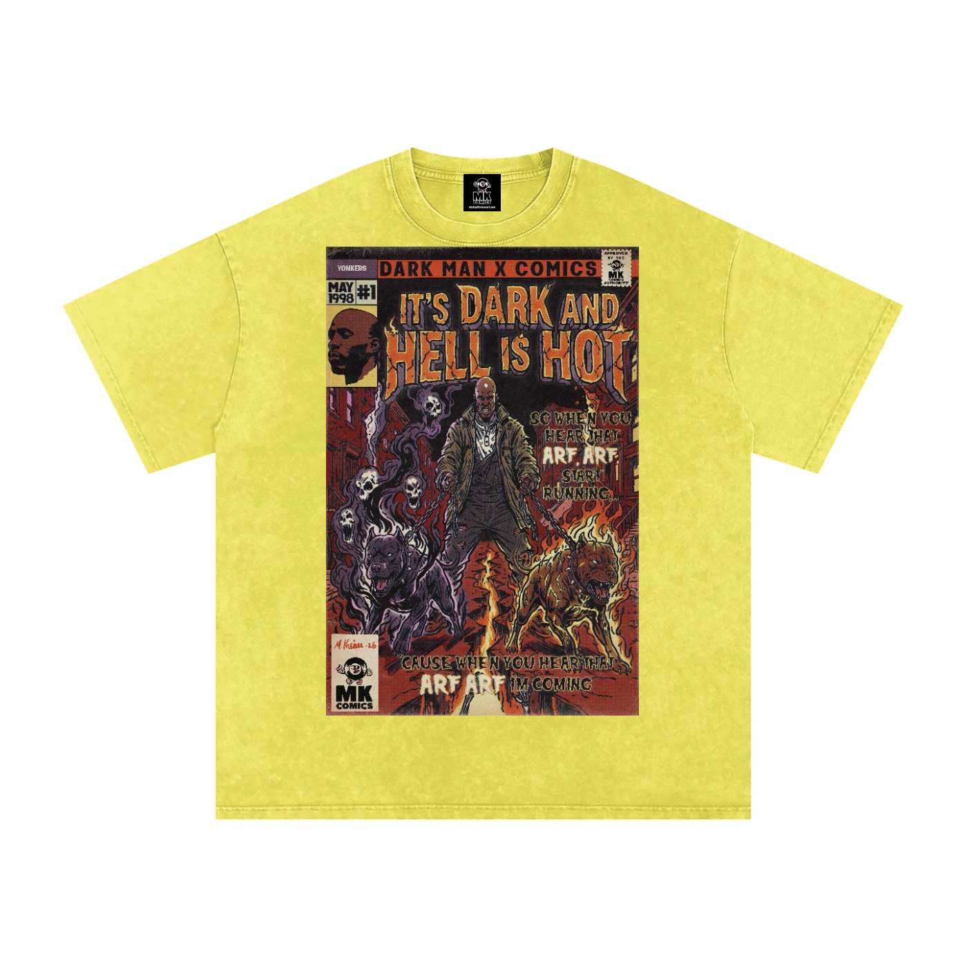 It's Dark & Hell is Hot - Snow Washed Oversized Cotton T-Shirt