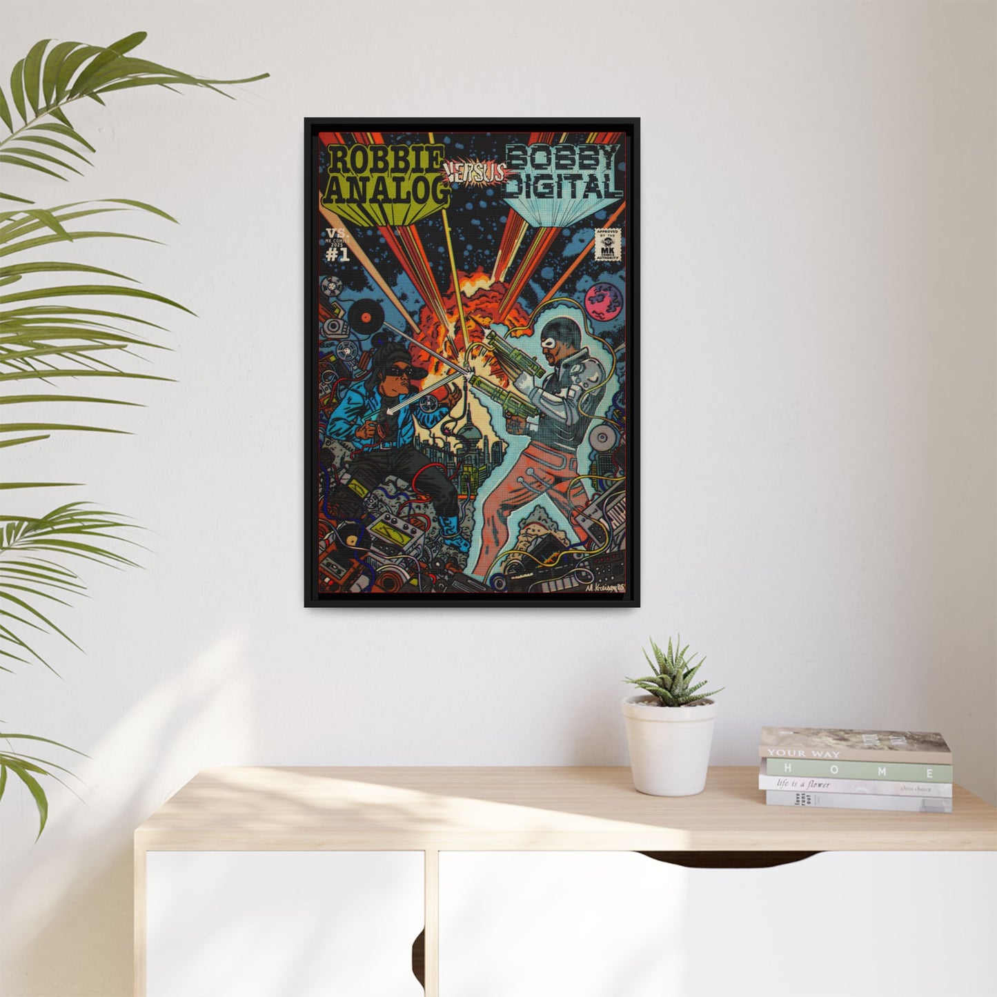Analog vs. Digital - Matte Canvas, Framed (Multi-color)
