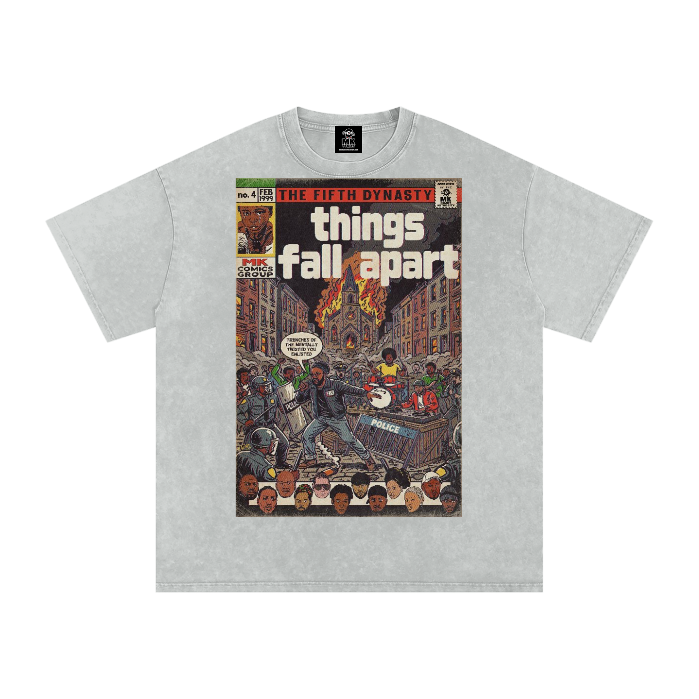 Things Fall Apart - Snow Washed Oversized Cotton T-Shirt