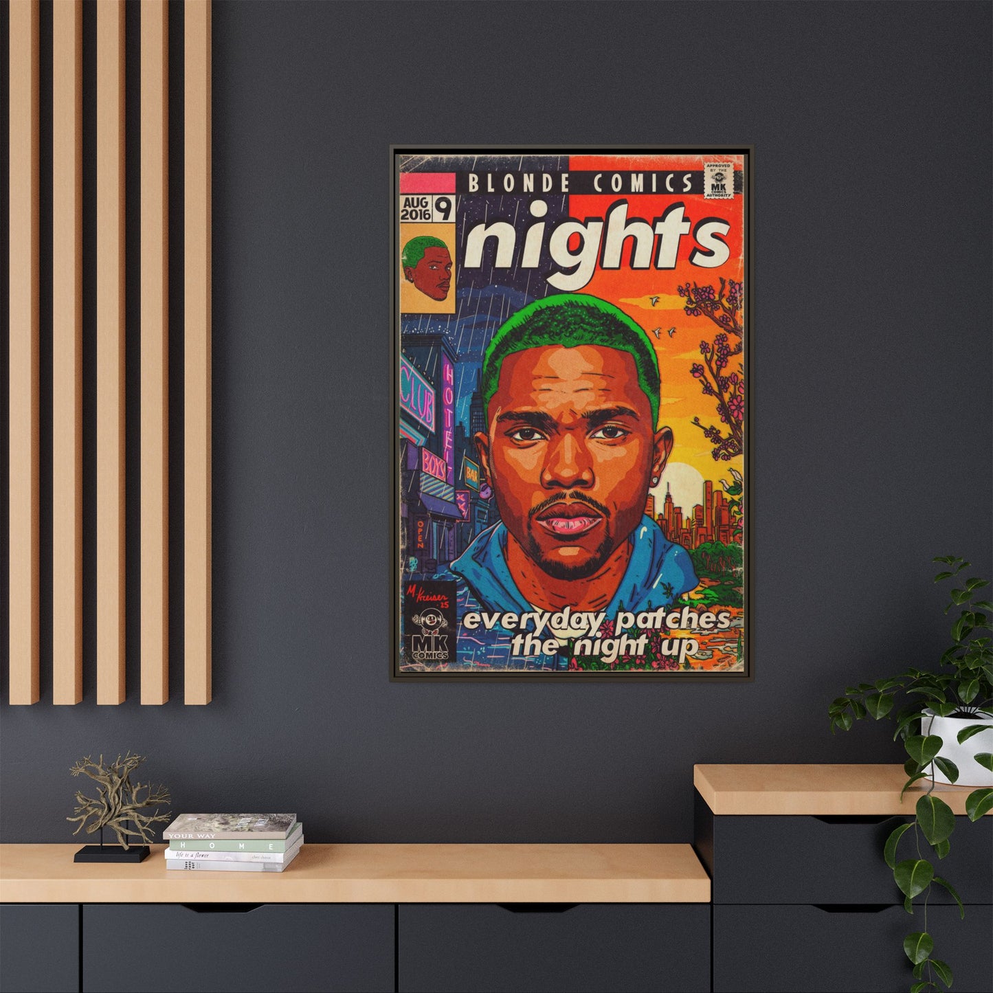 Frank Ocean -Nights - Matte Canvas, Framed (Multi-color)