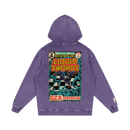 Liquid Swords - Snow Washed Loose Cotton Hoodie