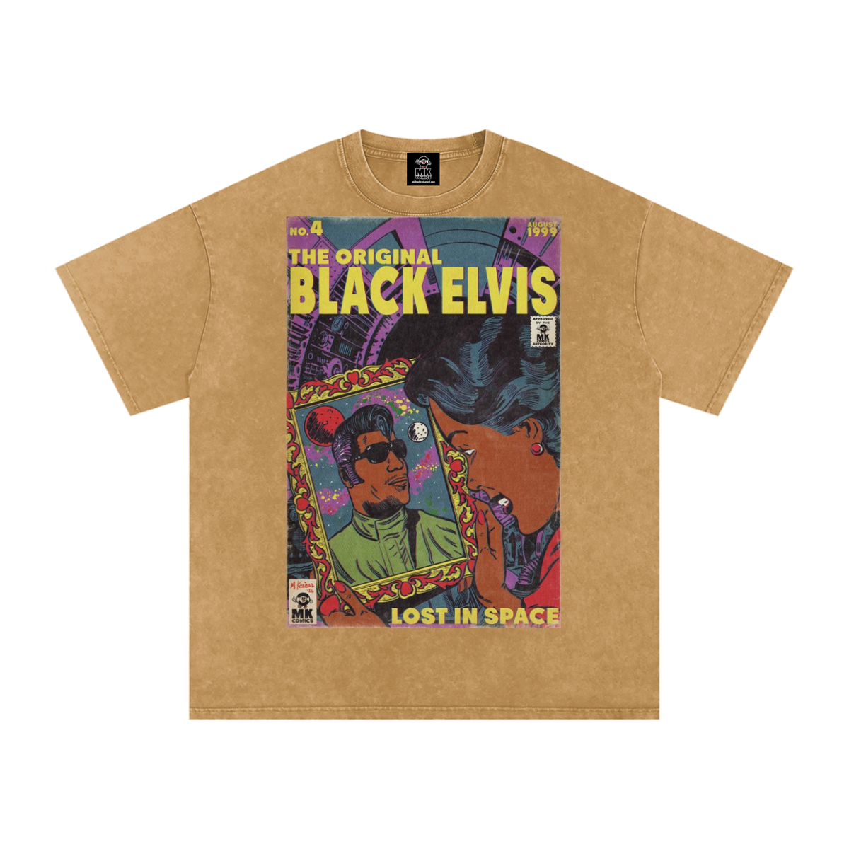 Black Elvis - Snow Washed Oversized Cotton T-Shirt