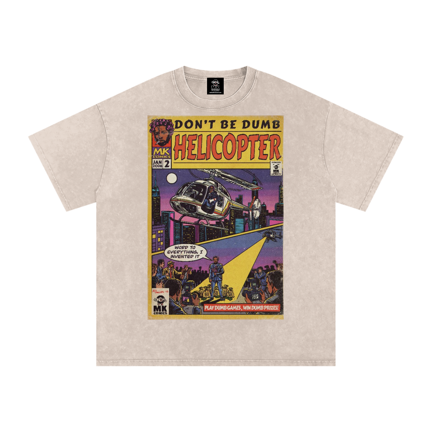 Helicopter - Snow Washed Oversized Cotton T-Shirt