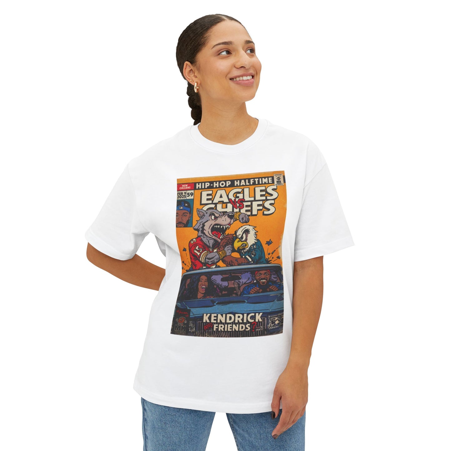 Kendrick & SZA - 2025 Halftime - Eagles vs Chiefs - Unisex Oversized Boxy Tee