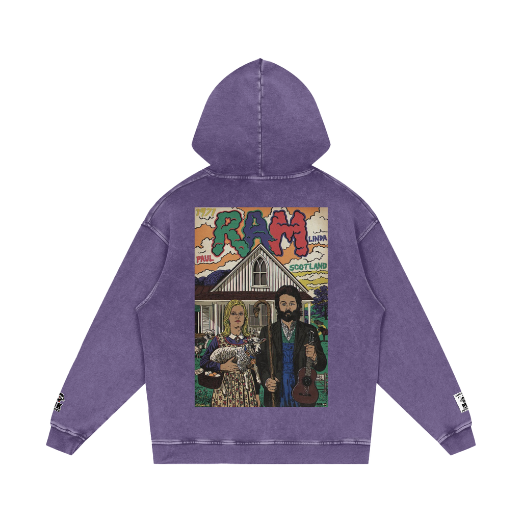 Ram - Snow Washed Loose Cotton Hoodie
