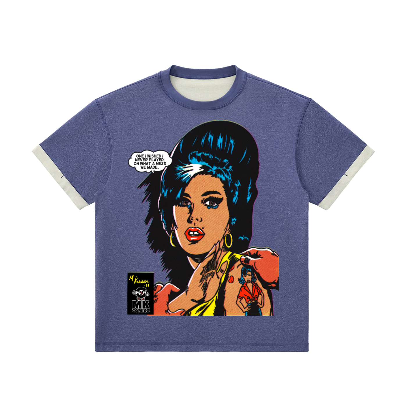 Love is a Losing Game - Contrast Cuff Cuffed T-Shirt