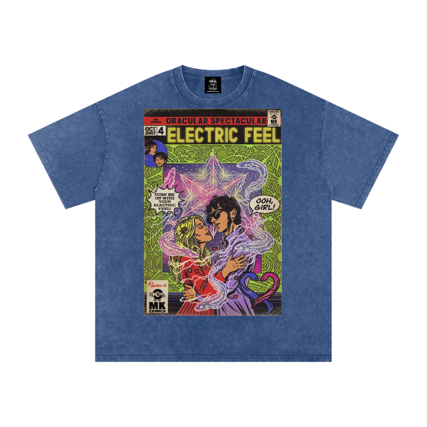 Electric Feel - Snow Washed Oversized Cotton T-Shirt